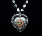 Vintage Mexican Silver Large Fire Opal Locket Necklace