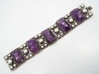 Vintage Mexican Silver Barrel Cut Amethyst Bracelet