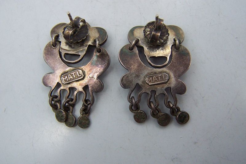 Matl Matilde Poulat Jeweled Mexican Silver Earrings