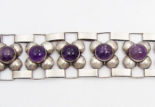 Amethyst Fred Davis Design Vintage Mexican Silver Bracelet