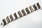 Antonio Pineda Vintage Mexican Silver S Link Obsidian Bracelet