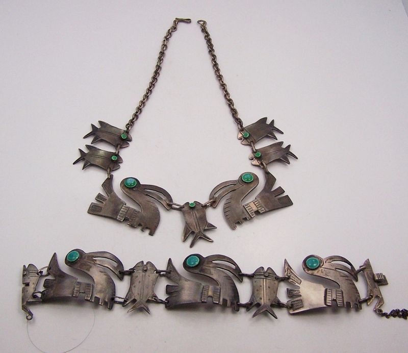 Graziella Laffi Birds Necklace &amp; Bracelet Peruvian Sterling