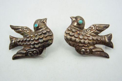 Matl Salas Matilde Poulat Mexican Silver Bird Earrings