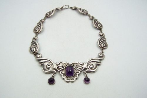 Da'maso Gallegos Vintage Mexican Silver Amethyst Necklace