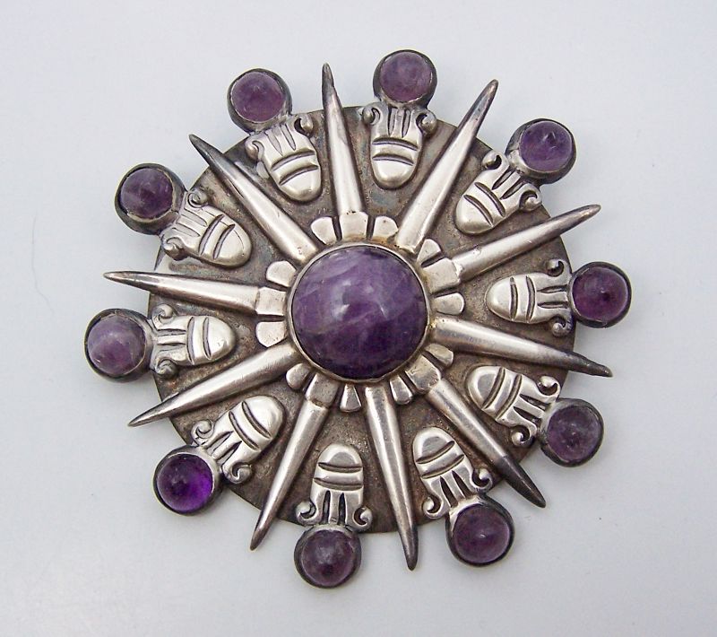 Vintage amethyst sterling popular silver brooch pendant