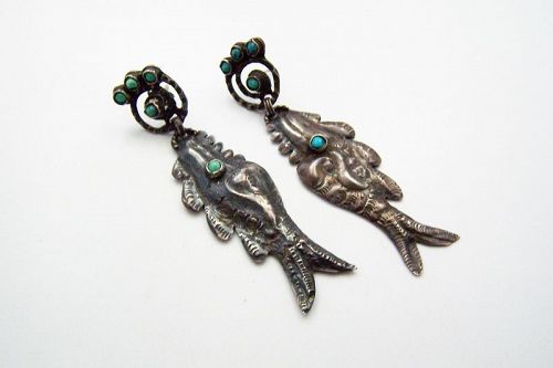 Mexican Silver Matl Salas Matilde Poulat Fish Earrings