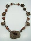 Doris Vintage Mexican Silver Ancient Beads Necklace