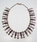 Martinez Vintage Mexican Silver Necklace With Amethyst Rare