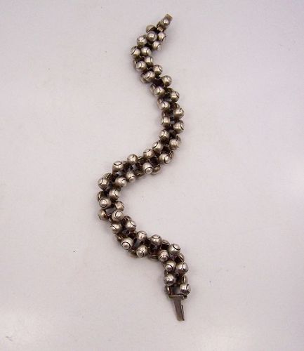 William Spratling Caviar Beads Triple Vintage Mexican Silver Bracelet