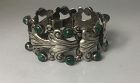 Green Stone Pre 1950 Vintage Mexican Silver Bracelet