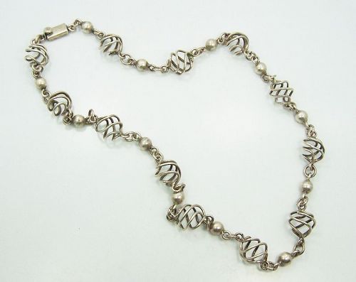 Spiral Vintage Mexican Silver Necklace
