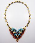 Vibrant Margot de Taxco Vintage Mexican Silver Enamel Necklace Mint