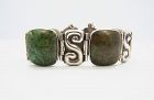 Ledesma Vintage Mexican Silver Green Stone Bracelet