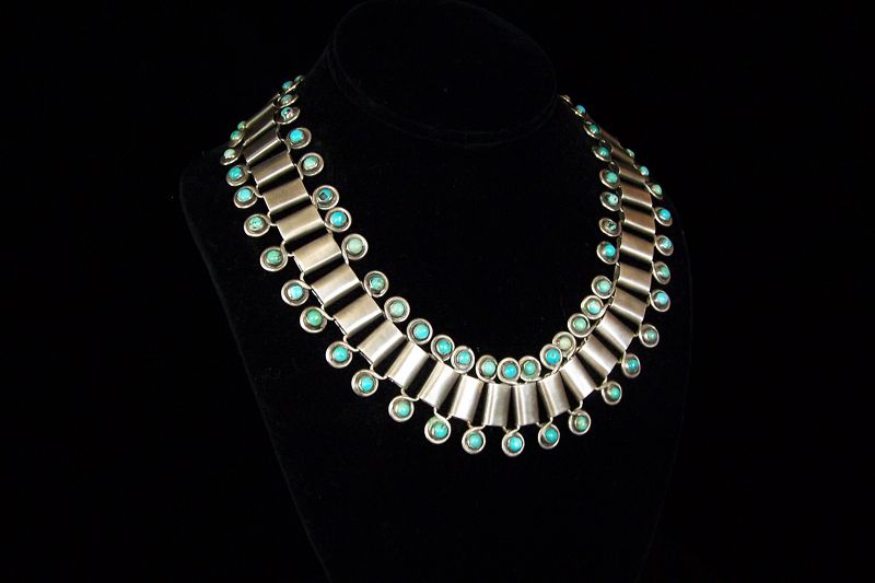 Hector AguilarTurquoise Vintage Mexican Silver Necklace &amp; Bracelet