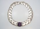 Fred Davis Chevron Vintage Mexican Silver Amethyst Necklace