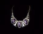 Fred Davis Monumental Amethyst Vintage Mexican Silver Necklace