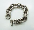 Antonio Pineda Vintage Mexican Silver Stones Chain Toggle Bracelet