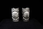 Huge Repousse  Vintage Mexican Silver Pair of Cuffs Gorgeous