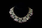 Matl Matilde Poulat Jeweled Vintage  Mexican Silver Charm Necklace