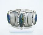 Hector Aguilar Stone and Shields Vintage Mexican Silver Cuff Bracelet