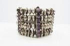 Early Fred Davis Amethyst Bars & Silver Bead Big Bracelet