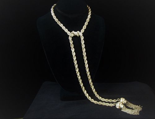 Villasana Vintage Mexican Silver Rope Lariat Necklace