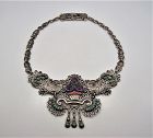Matl Matilde Poulat Jeweled Vintage  Mexican Silver 3 stone  Necklace
