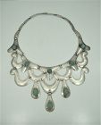 Turquoise Vintage Mexican Silver Bib Necklace