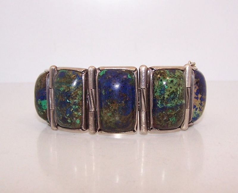 Hector Aguilar Vintage Mexican Silver Chrysocolla Bracelet