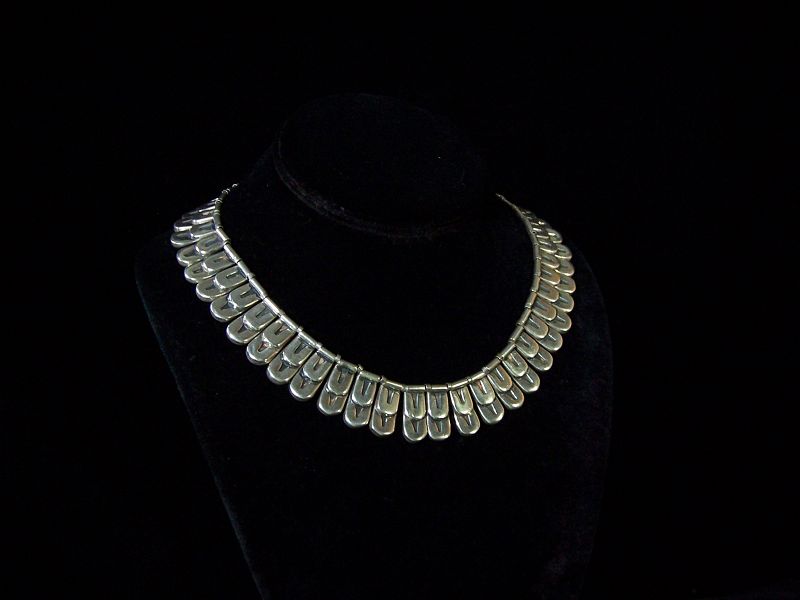 Los Castillo  Vintage Mexican Silver Feathers Necklace