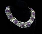 Huge Fred Davis Amethyst Shields Vintage Mexican Silver Necklace