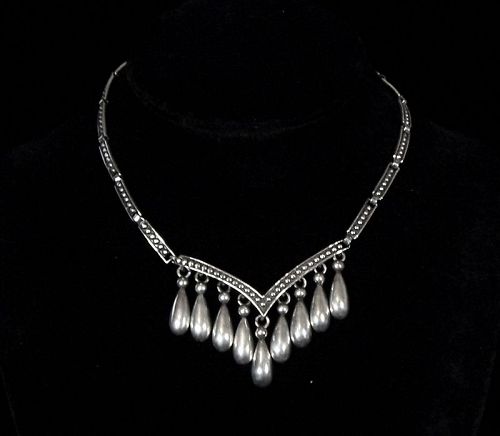 Margot de Taxco # 5672 Mexican Silver Dangles Necklace