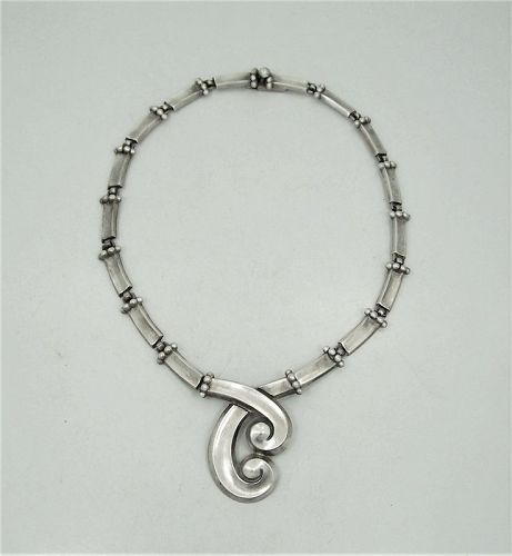 Margot de Taxco # 5580 A Vintage Mexican Silver Necklace Swirl