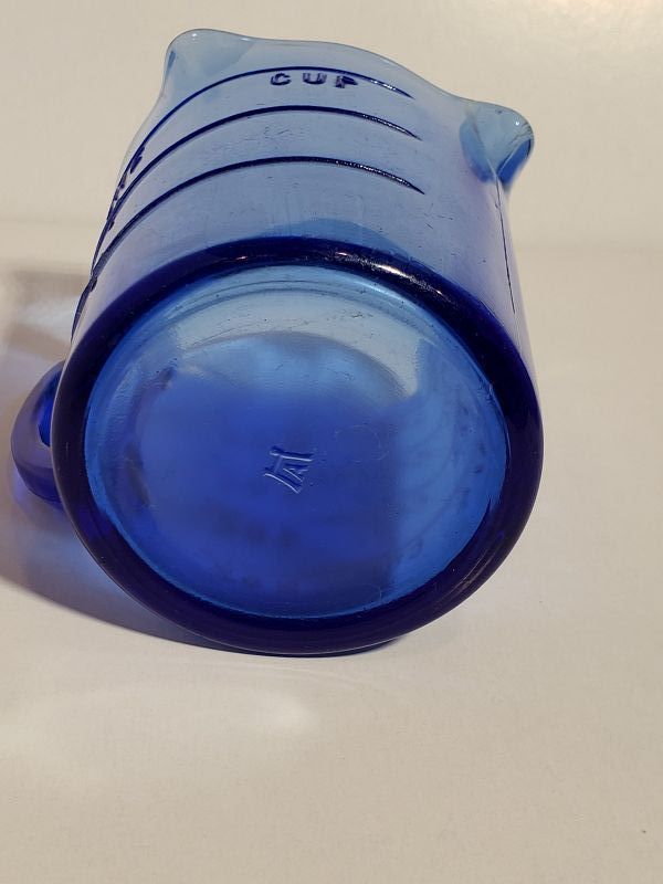 Cobalt Blue Glass 3 Spout Measuring Cup