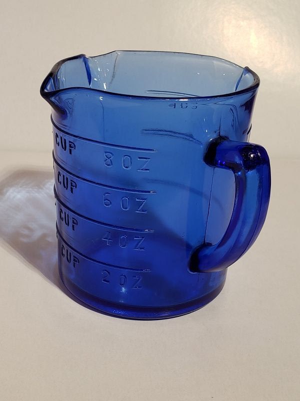 Cobalt Blue Glass 3 Spout Measuring Cup