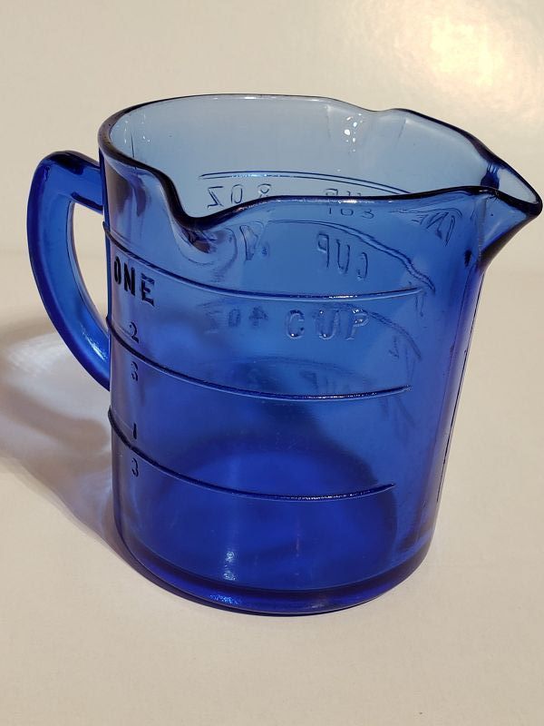 Cobalt Blue Glass 3 Spout Measuring Cup