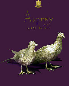 Asprey & Co heavy Silver Table Pheasants, London 1989
