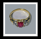 Fine Antique Ruby and Diamond 18K Ring, English C.1875.