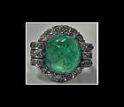 Art Deco Platinum Emerald and Diamond Ring, C.1930.