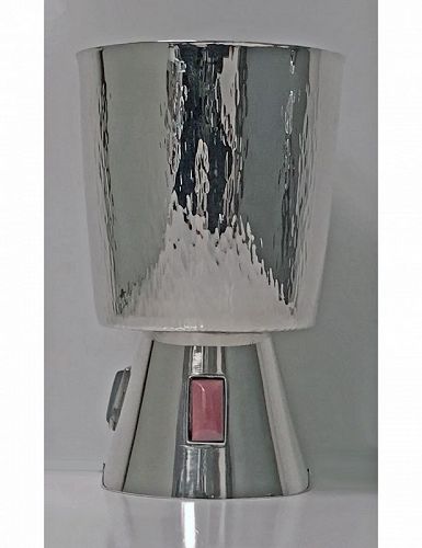 1970’s Sterling Silver Goblet inset with agates, florentine bark textu