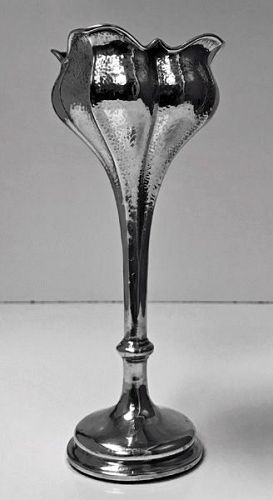 Art Nouveau hammered Silver Flower Vase, Birmingham 1902 Henry Matthew
