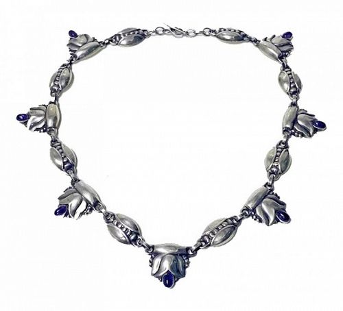Georg Jensen rare design Sterling Amethyst Necklace C.1930 design No.3