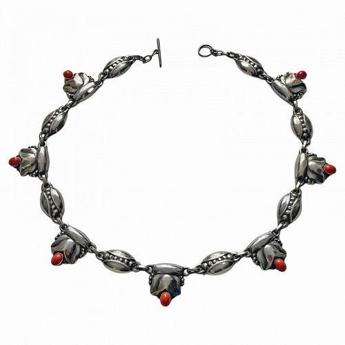 Georg Jensen Sterling Silver Coral Necklace C.1930