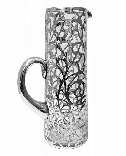 Alvin Sterling Overlay clear Glass Jug Pitcher, C. 1900