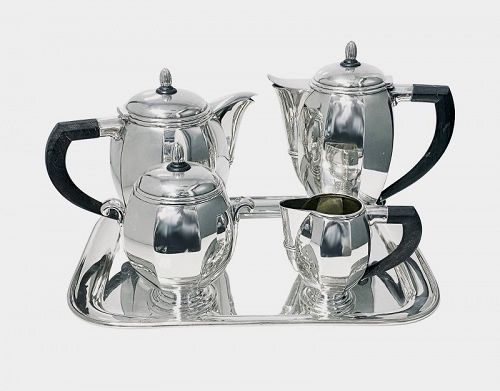 Art Deco Silver Plate Tea and Coffee Service, France C.1930