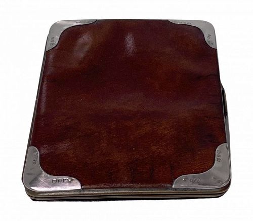 Antique Silver and leather wallet purse holder Birmingham 1898 C. Brow