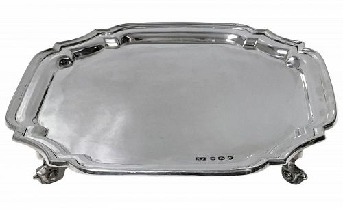 English Sterling Silver George 1 style square Salver Tray 1963 Viner