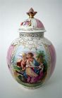 DRESDEN c1790 Lidded 10" Vase After Angelika Kaufmann Pink Glaze