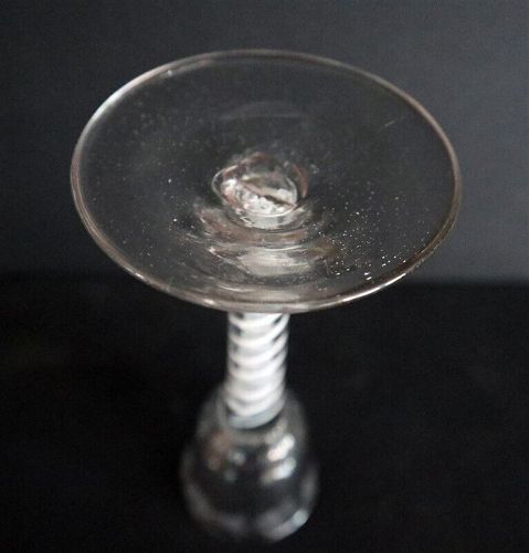 GEORGE III c1780 6" Double Air Twist Etched Drinking Glass
