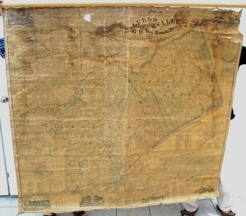 Map UNITED COUNTIES LEEDS & GRENVILLE by Walling 1861 Rare Canada 5ft